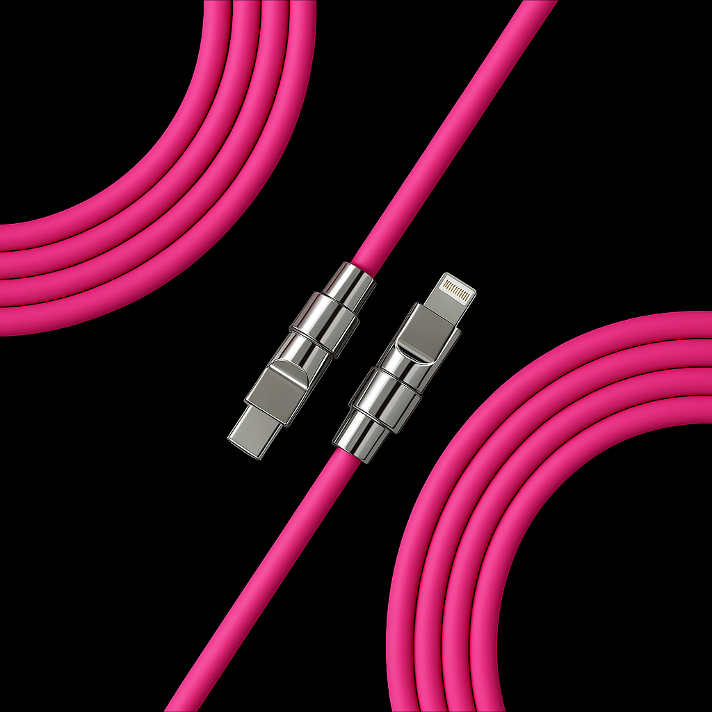 Chrome silicone data cable.